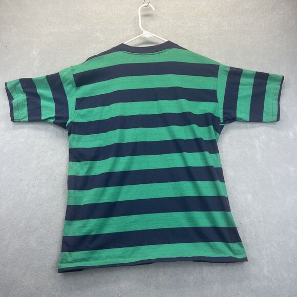 Duck Head M Green Blue Striped Pocket T Vintage 90s Single Stitch - Picture 2 of 9